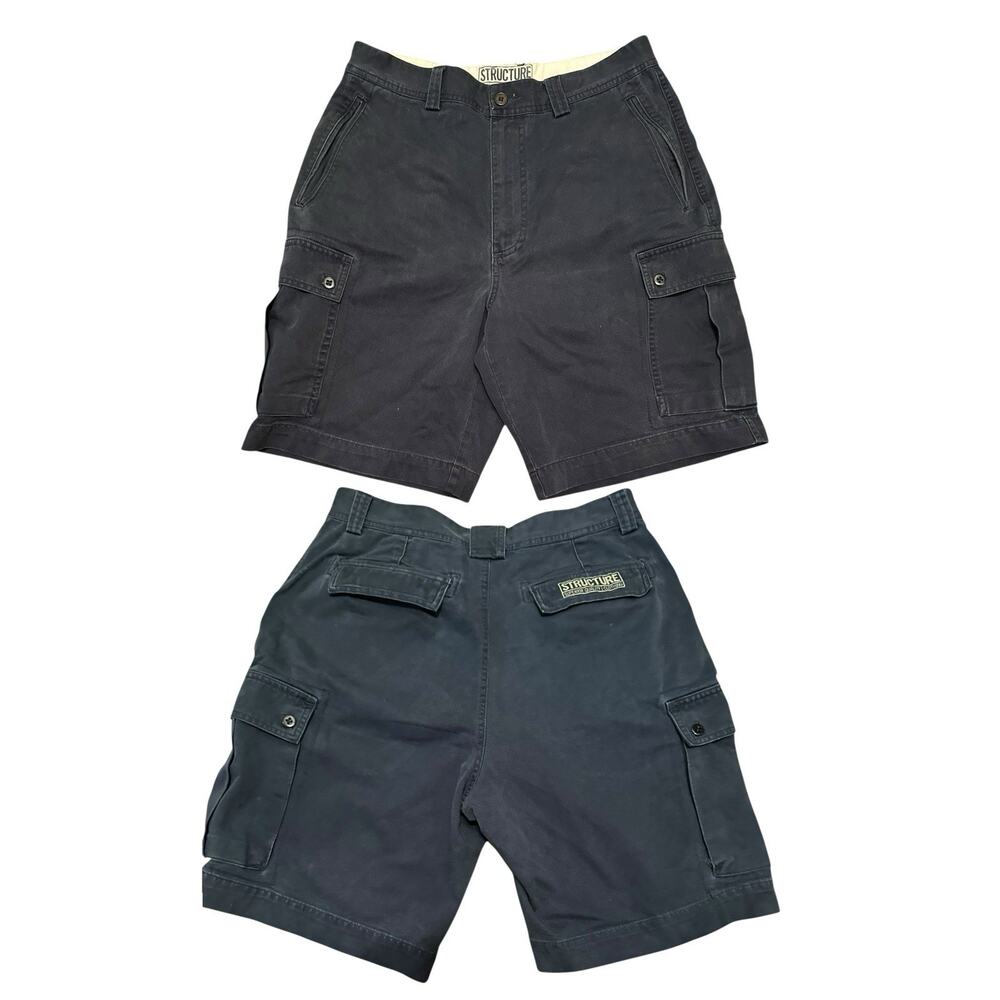 Structure Navy Blue Cargo Shorts Utility Pockets Flat Workwear Sz 34